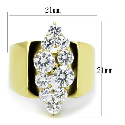 MATK1879 - IP Gold(Ion Plating) Stainless Steel Ring with AAA Grade CZ  in Clear