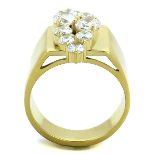 MATK1879 - IP Gold(Ion Plating) Stainless Steel Ring with AAA Grade CZ  in Clear