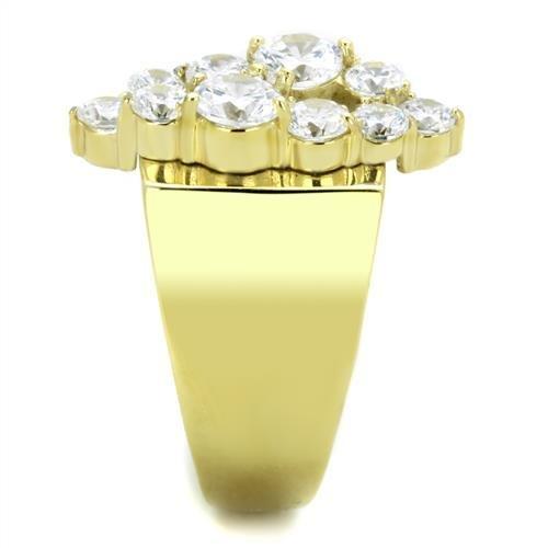MATK1879 - IP Gold(Ion Plating) Stainless Steel Ring with AAA Grade CZ  in Clear