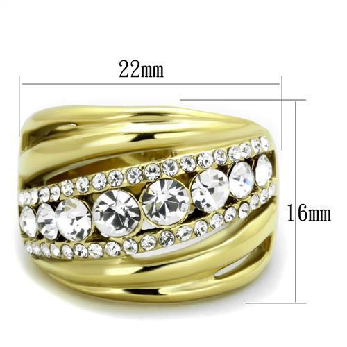 MATK1880 - IP Gold(Ion Plating) Stainless Steel Ring with Top Grade Crystal  in Clear
