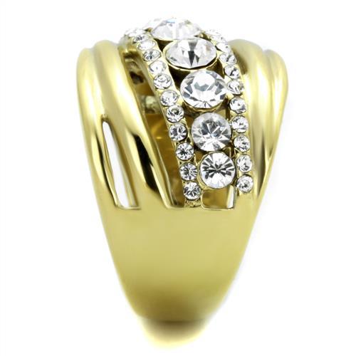 MATK1880 - IP Gold(Ion Plating) Stainless Steel Ring with Top Grade Crystal  in Clear