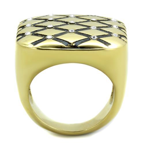 MATK1886 - IP Gold(Ion Plating) Stainless Steel Ring with Top Grade Crystal  in Clear