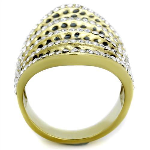 MATK1887 - IP Gold(Ion Plating) Stainless Steel Ring with Top Grade Crystal  in Clear