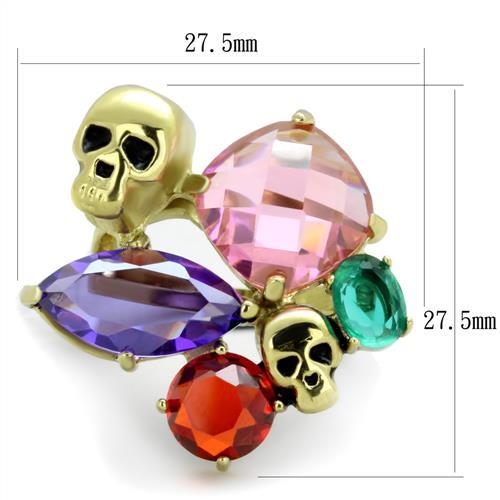 MATK1888 - IP Gold(Ion Plating) Stainless Steel Ring with AAA Grade CZ  in Multi Color