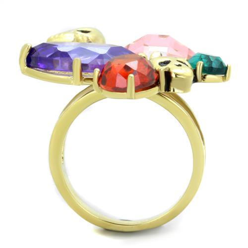 MATK1888 - IP Gold(Ion Plating) Stainless Steel Ring with AAA Grade CZ  in Multi Color