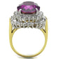 MATK1892 - Two-Tone IP Gold (Ion Plating) Stainless Steel Ring with Top Grade Crystal  in Amethyst