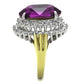 MATK1892 - Two-Tone IP Gold (Ion Plating) Stainless Steel Ring with Top Grade Crystal  in Amethyst