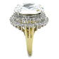 MATK1894 - Two-Tone IP Gold (Ion Plating) Stainless Steel Ring with Top Grade Crystal  in Clear