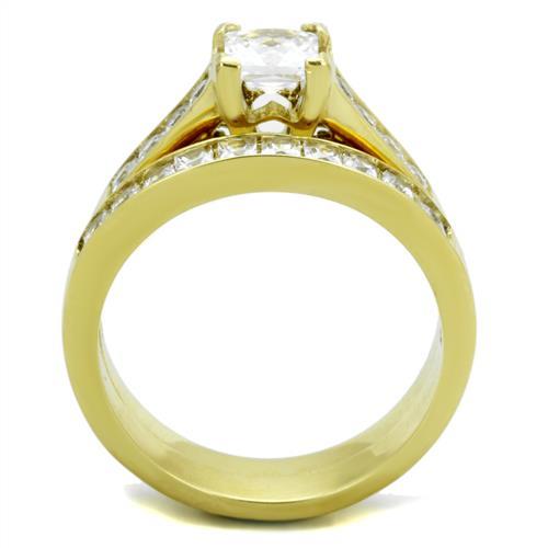 MATK1895 - IP Gold(Ion Plating) Stainless Steel Ring with AAA Grade CZ  in Clear
