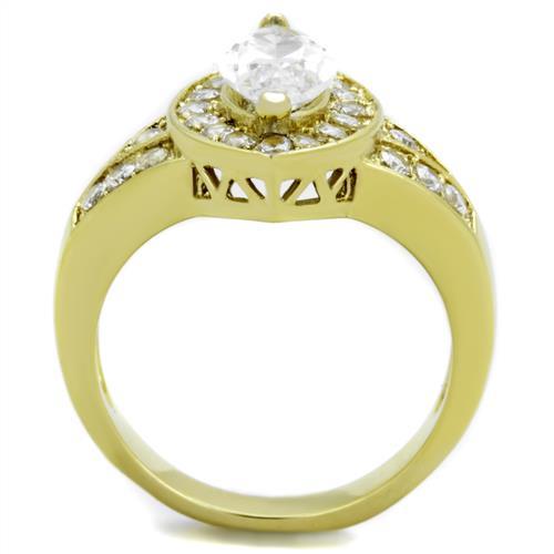 MATK1896 - IP Gold(Ion Plating) Stainless Steel Ring with AAA Grade CZ  in Clear