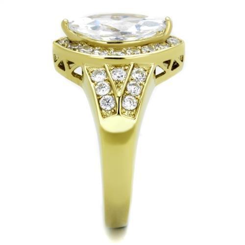 MATK1896 - IP Gold(Ion Plating) Stainless Steel Ring with AAA Grade CZ  in Clear