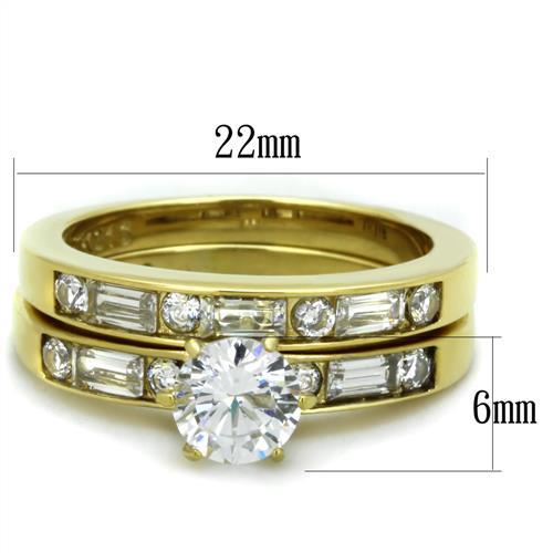 MATK1897 - IP Gold(Ion Plating) Stainless Steel Ring with AAA Grade CZ  in Clear