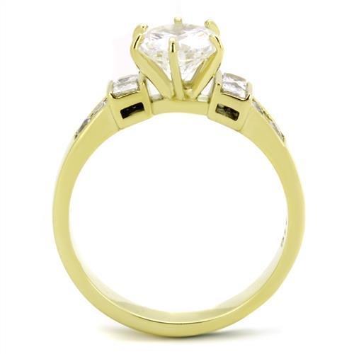 MATK1898 - IP Gold(Ion Plating) Stainless Steel Ring with AAA Grade CZ  in Clear