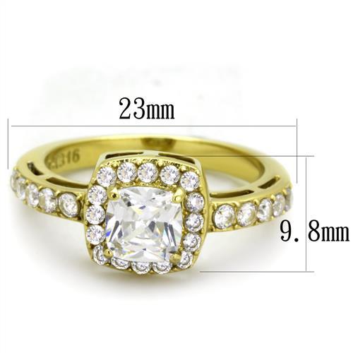 MATK1899 - IP Gold(Ion Plating) Stainless Steel Ring with AAA Grade CZ  in Clear