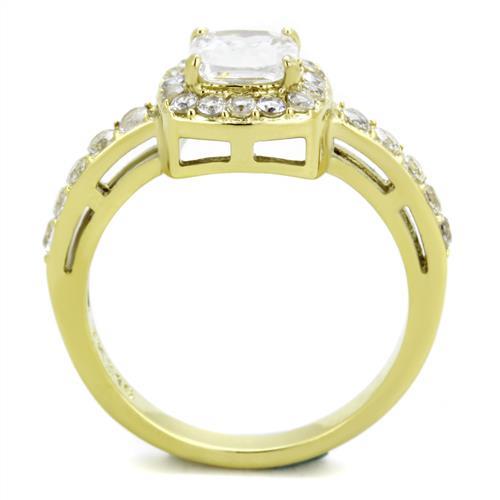 MATK1899 - IP Gold(Ion Plating) Stainless Steel Ring with AAA Grade CZ  in Clear