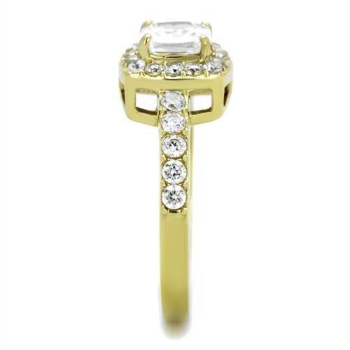 MATK1899 - IP Gold(Ion Plating) Stainless Steel Ring with AAA Grade CZ  in Clear