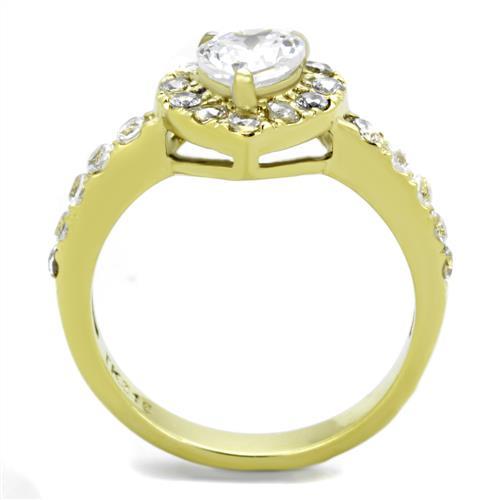 MATK1900 - IP Gold(Ion Plating) Stainless Steel Ring with AAA Grade CZ  in Clear