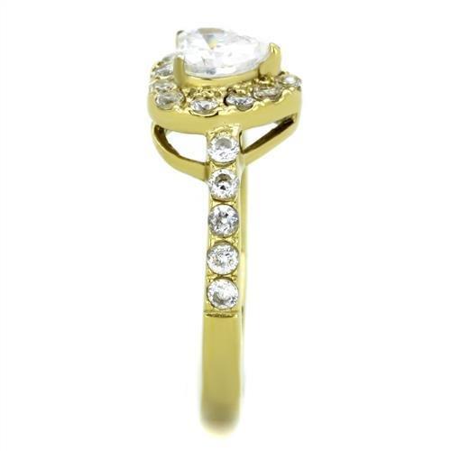MATK1900 - IP Gold(Ion Plating) Stainless Steel Ring with AAA Grade CZ  in Clear