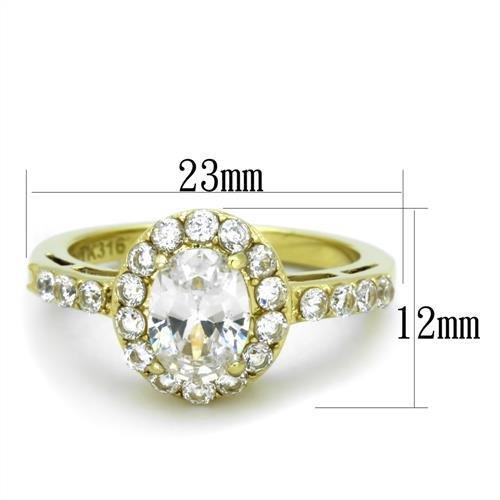 MATK1901 - IP Gold(Ion Plating) Stainless Steel Ring with AAA Grade CZ  in Clear