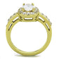 MATK1901 - IP Gold(Ion Plating) Stainless Steel Ring with AAA Grade CZ  in Clear
