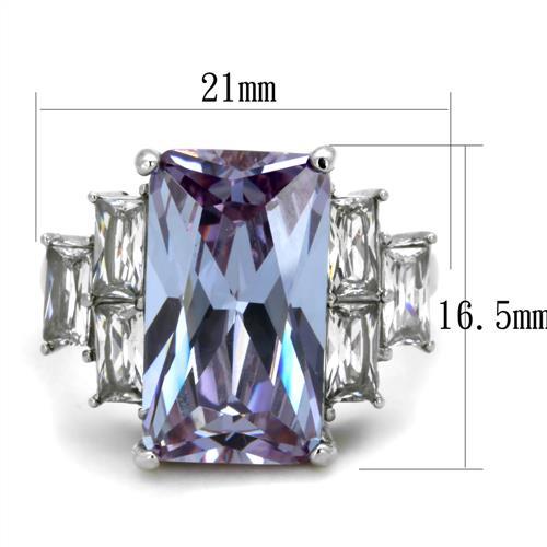 MATK1904 - High polished (no plating) Stainless Steel Ring with AAA Grade CZ  in Light Amethyst