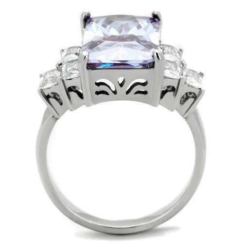 MATK1904 - High polished (no plating) Stainless Steel Ring with AAA Grade CZ  in Light Amethyst