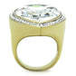 MATK1905 - Two-Tone IP Gold (Ion Plating) Stainless Steel Ring with Top Grade Crystal  in Clear