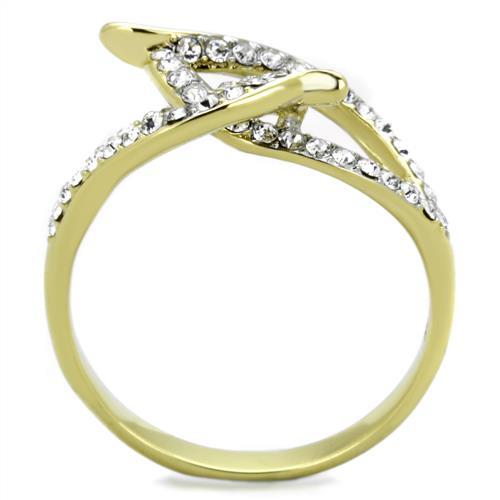MATK1907 - Two-Tone IP Gold (Ion Plating) Stainless Steel Ring with Top Grade Crystal  in Clear