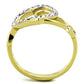 MATK1908 - Two-Tone IP Gold (Ion Plating) Stainless Steel Ring with Top Grade Crystal  in Clear