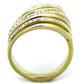 MATK1909 - Two-Tone IP Gold (Ion Plating) Stainless Steel Ring with Top Grade Crystal  in Clear