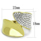 MATK1912 - Two-Tone IP Gold (Ion Plating) Stainless Steel Ring with Top Grade Crystal  in Clear