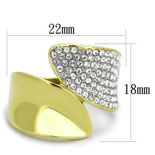 MATK1912 - Two-Tone IP Gold (Ion Plating) Stainless Steel Ring with Top Grade Crystal  in Clear