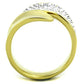 MATK1912 - Two-Tone IP Gold (Ion Plating) Stainless Steel Ring with Top Grade Crystal  in Clear