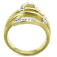MATK1913 - Two-Tone IP Gold (Ion Plating) Stainless Steel Ring with Top Grade Crystal  in Clear