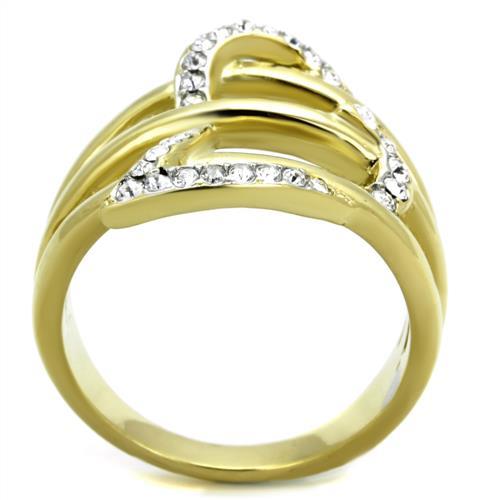 MATK1913 - Two-Tone IP Gold (Ion Plating) Stainless Steel Ring with Top Grade Crystal  in Clear