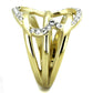 MATK1913 - Two-Tone IP Gold (Ion Plating) Stainless Steel Ring with Top Grade Crystal  in Clear