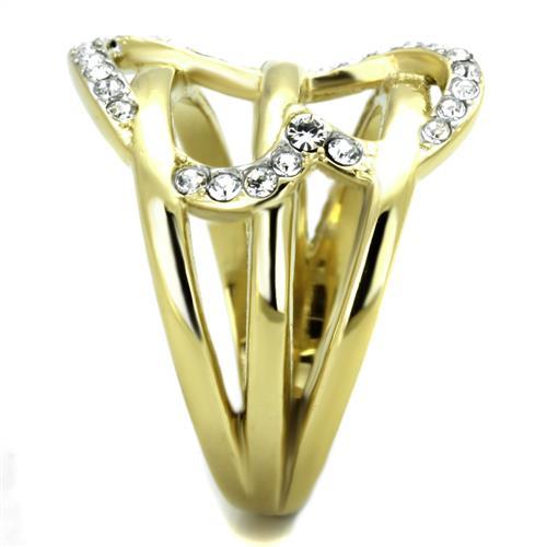 MATK1913 - Two-Tone IP Gold (Ion Plating) Stainless Steel Ring with Top Grade Crystal  in Clear