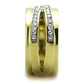 MATK1914 - Two-Tone IP Gold (Ion Plating) Stainless Steel Ring with Top Grade Crystal  in Clear