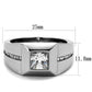 MATK1916 - High polished (no plating) Stainless Steel Ring with AAA Grade CZ  in Clear
