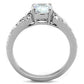 MATK1918 - High polished (no plating) Stainless Steel Ring with AAA Grade CZ  in Clear