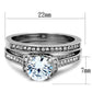 MATK1919 - High polished (no plating) Stainless Steel Ring with AAA Grade CZ  in Clear