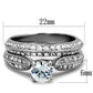 MATK1920 - High polished (no plating) Stainless Steel Ring with AAA Grade CZ  in Clear