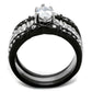MATK1922 - Two-Tone IP Black Stainless Steel Ring with AAA Grade CZ  in Clear