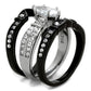 MATK1922 - Two-Tone IP Black Stainless Steel Ring with AAA Grade CZ  in Clear