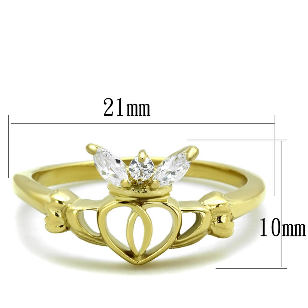 MATK1926 - IP Gold(Ion Plating) Stainless Steel Ring with AAA Grade CZ  in Clear