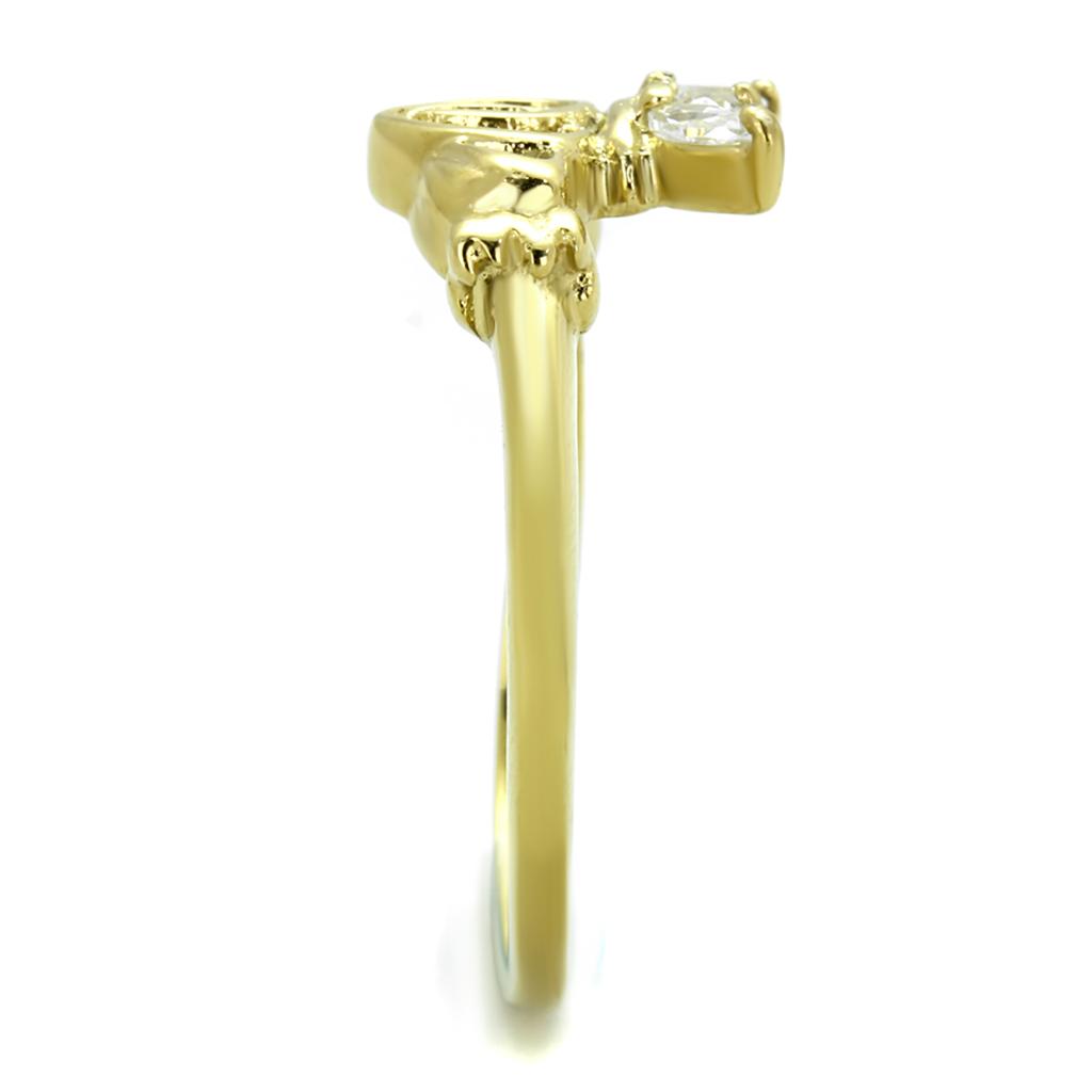 MATK1926 - IP Gold(Ion Plating) Stainless Steel Ring with AAA Grade CZ  in Clear
