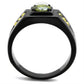 MATK1928 - IP Black(Ion Plating) Stainless Steel Ring with AAA Grade CZ  in Olivine color