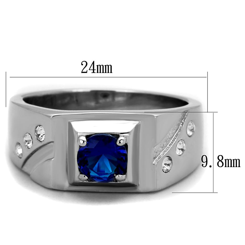 MATK1929 - High polished (no plating) Stainless Steel Ring with Synthetic Synthetic Glass in Montana