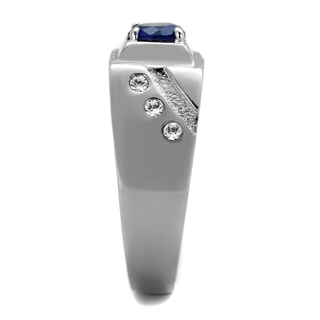 MATK1929 - High polished (no plating) Stainless Steel Ring with Synthetic Synthetic Glass in Montana