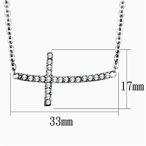 MATK1931 - High polished (no plating) Stainless Steel Necklace with Top Grade Crystal  in Clear